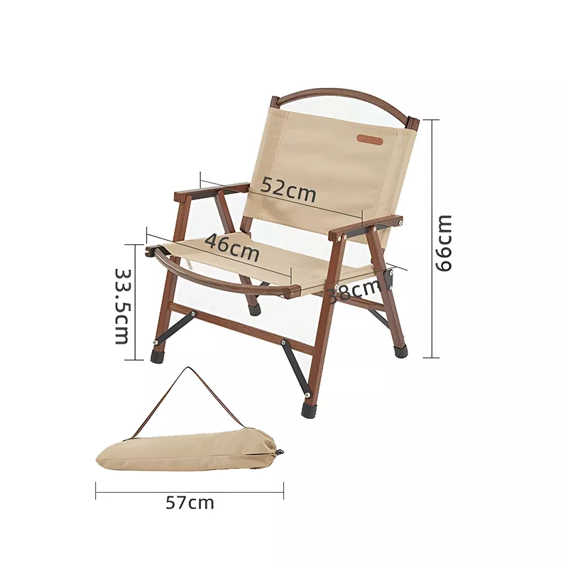 Portable Oak Wood Folding Camping Chair - Image 5