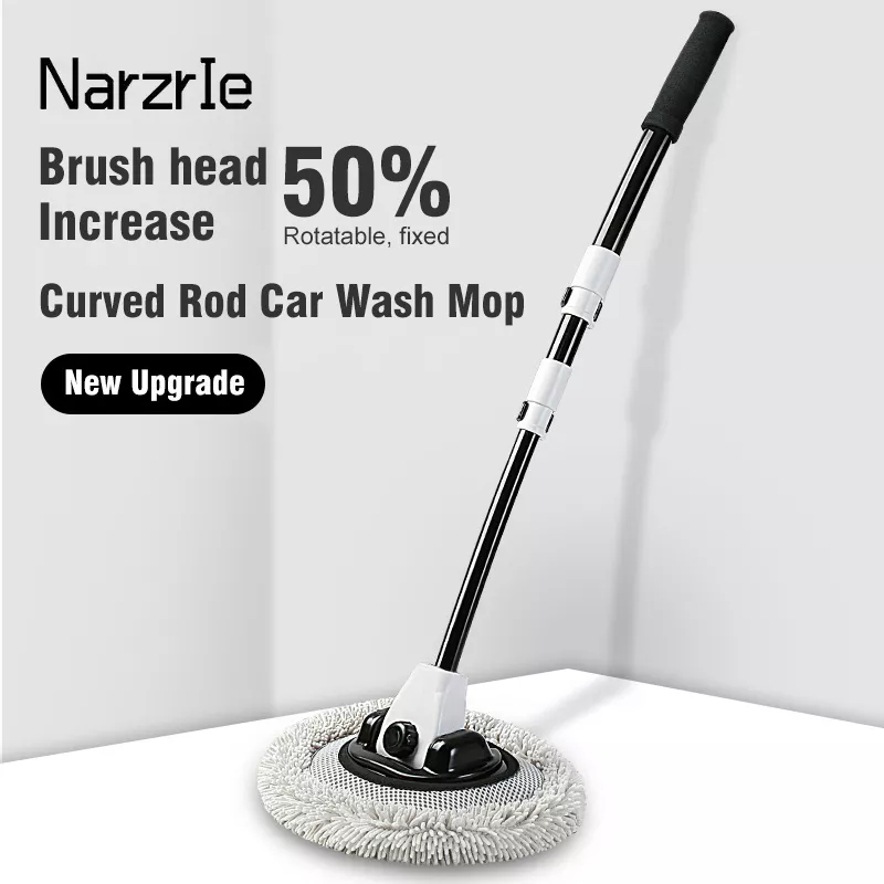 15 Degree Bend Telescoping Car Wash Brush - Flexible Chenille Cleaning Mop - Image 2