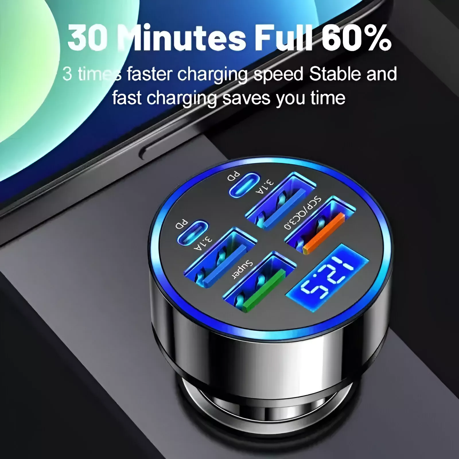 6-in-1 Dual PD USB C Car Charger Adapter - Image 3