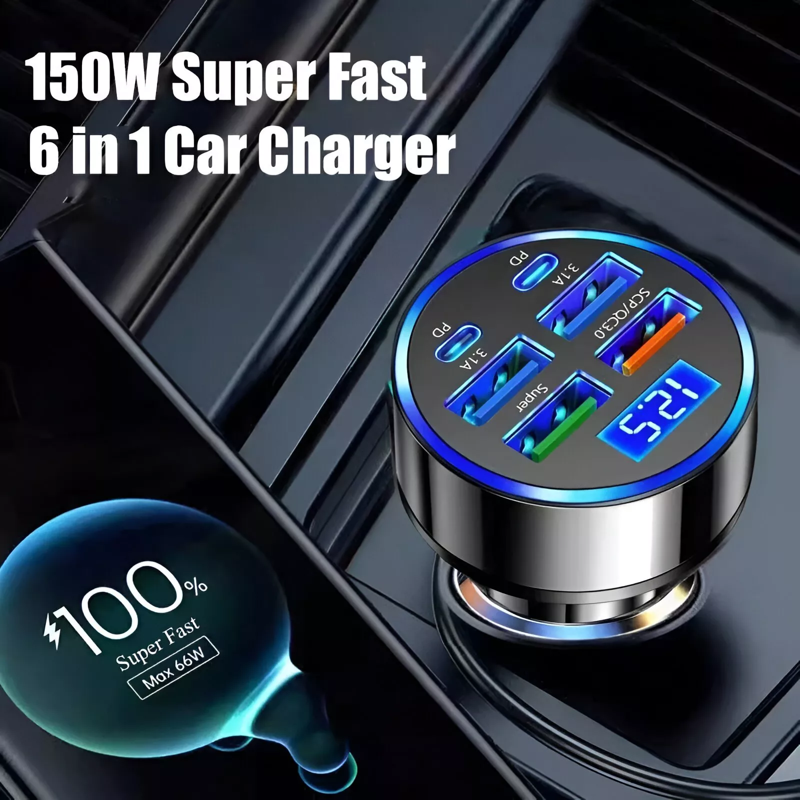 6-in-1 Dual PD USB C Car Charger Adapter - Image 2