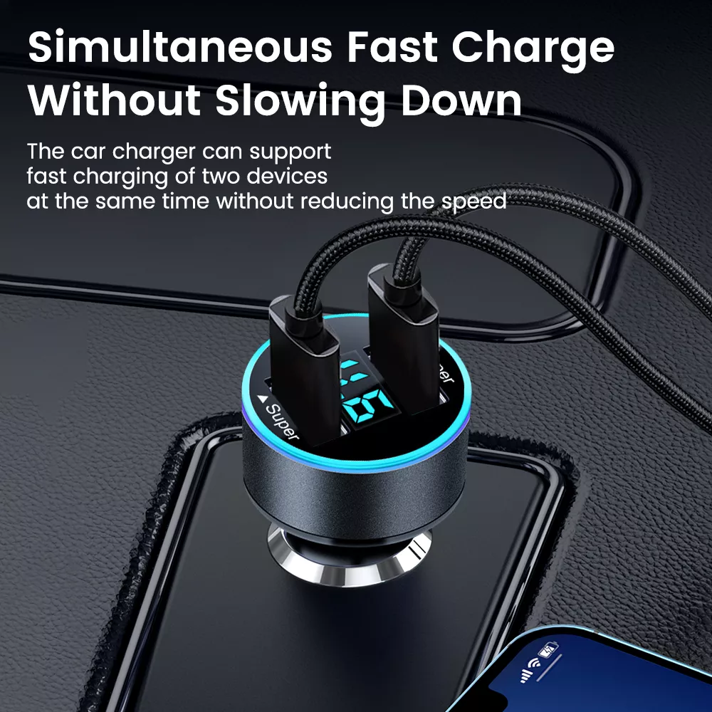 200W Dual USB Car Charger with Fast Charging - Image 3