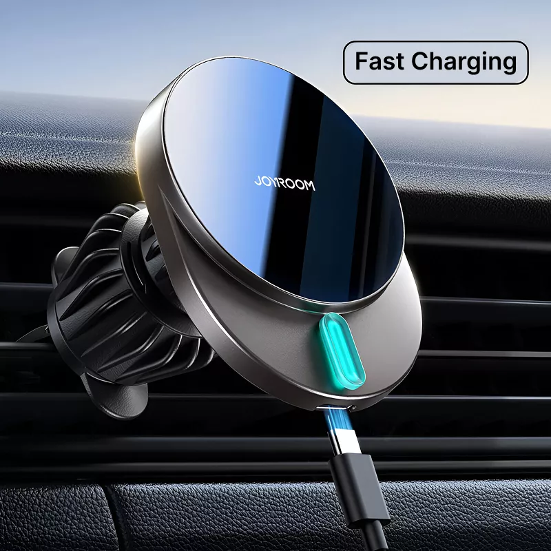 15W Wireless Charging Car Phone Holder with Magnetic Mount and Fast Charging - Image 2