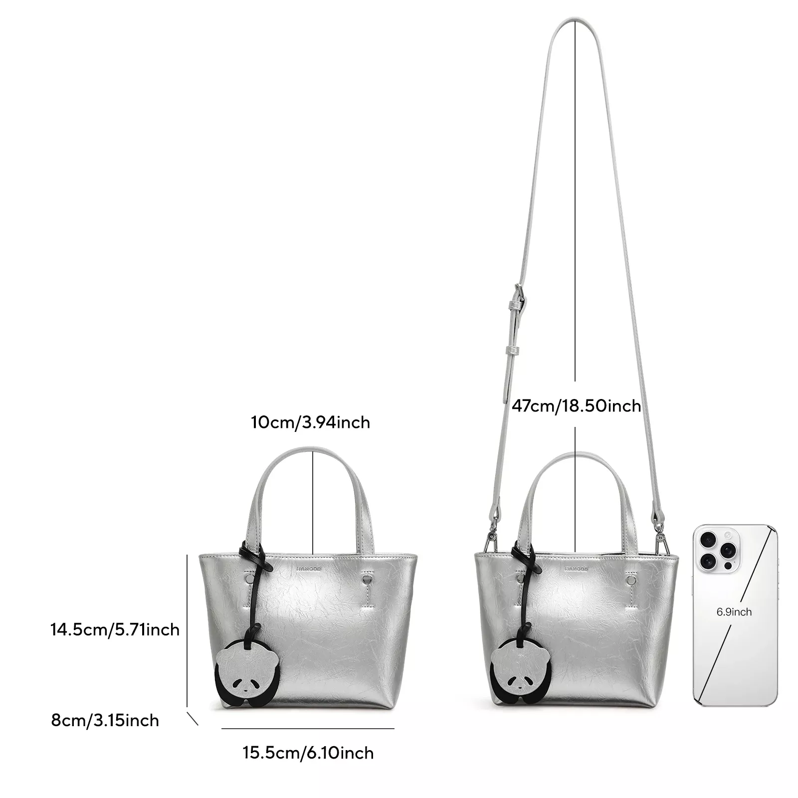 Charming Panda Pendant Women’s Shoulder Bag with Adjustable Strap - Image 6