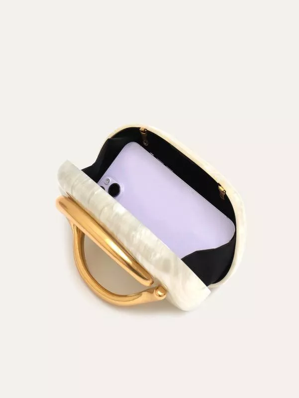 Luxury Acrylic Evening Clutch with Metal Chain Handle - Image 3