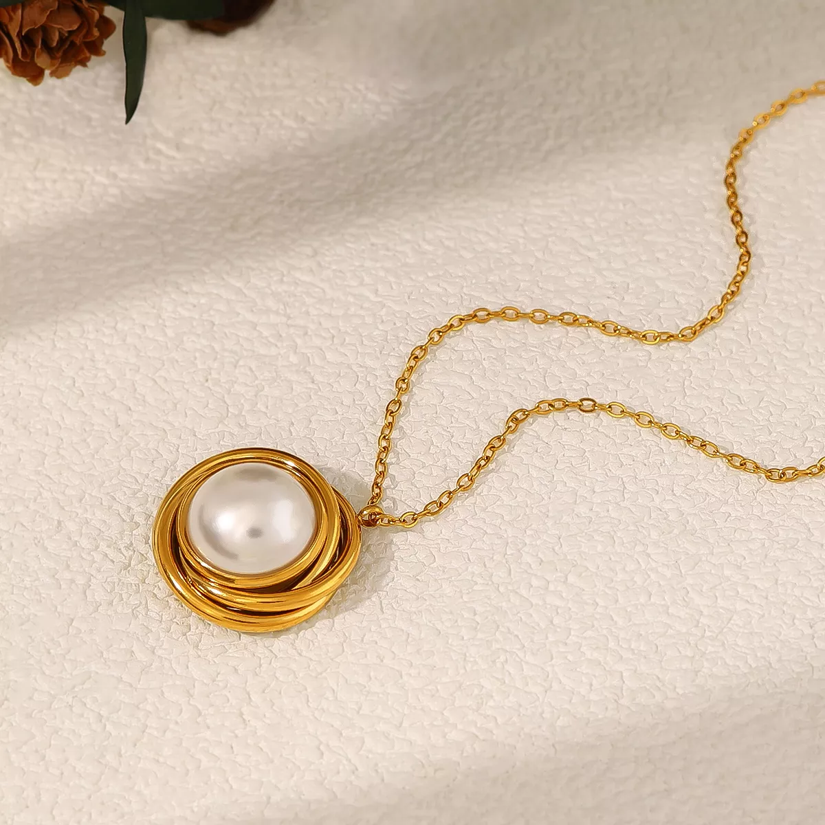 Luxury Stainless Steel Pearl Pendant Necklace for Women - 18K Gold Plated, Trendy & Tarnish Free - Image 5