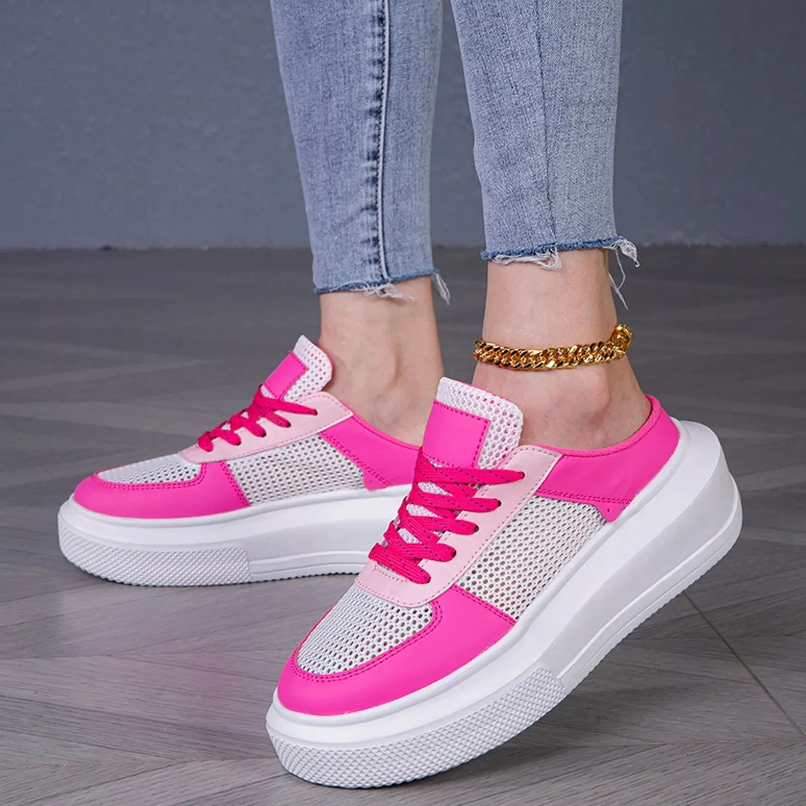 Women's Breathable Mesh Half Sneakers