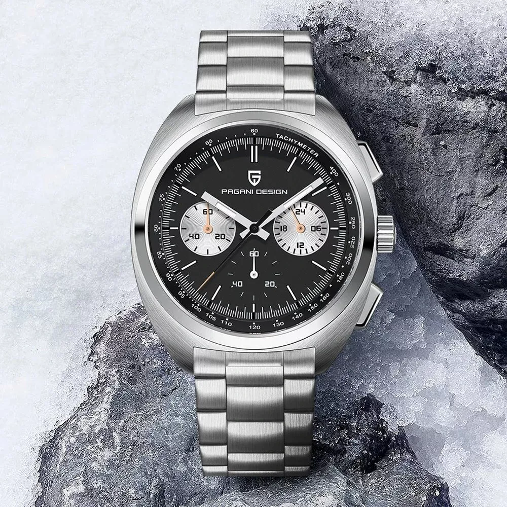 Men’s Luxury Retro Chronograph Watch with Leather Band & AR Sapphire Crystal