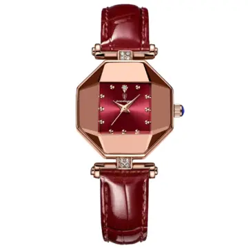 Luxury Red Dial Quartz Watch for Women