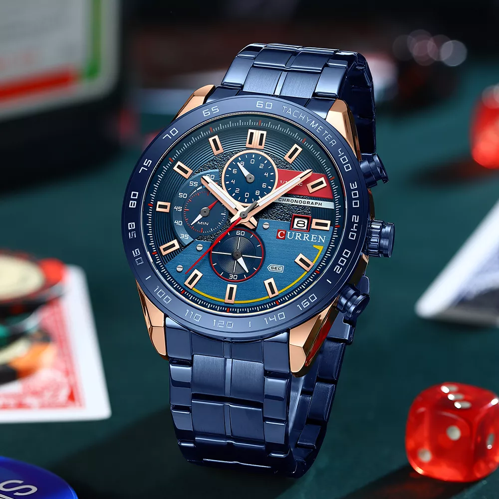 Men's Sports Chronograph Watch with Luminous Hands and Waterproof Strap - Image 6