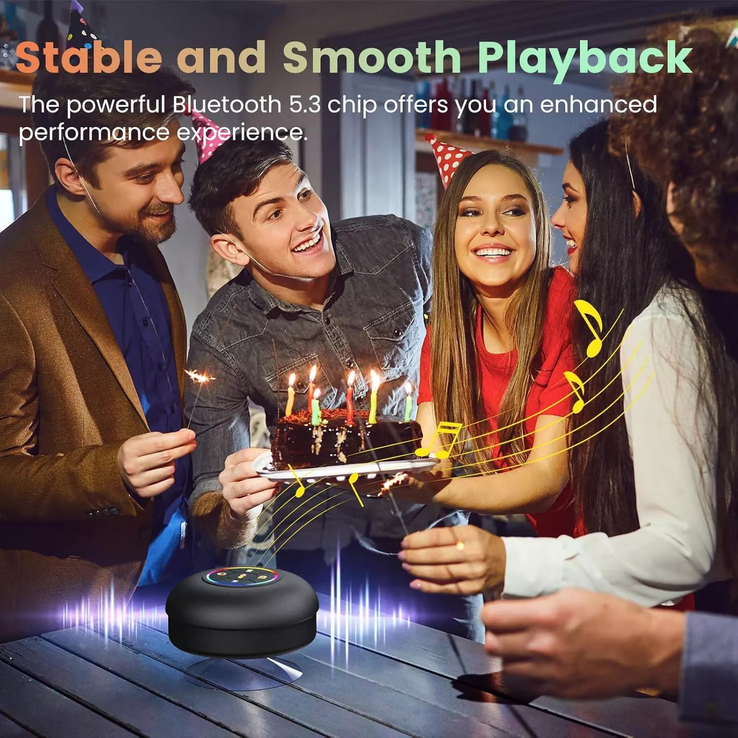 Waterproof Bluetooth Shower Speaker with LED & Strong Suction Cup - Image 5