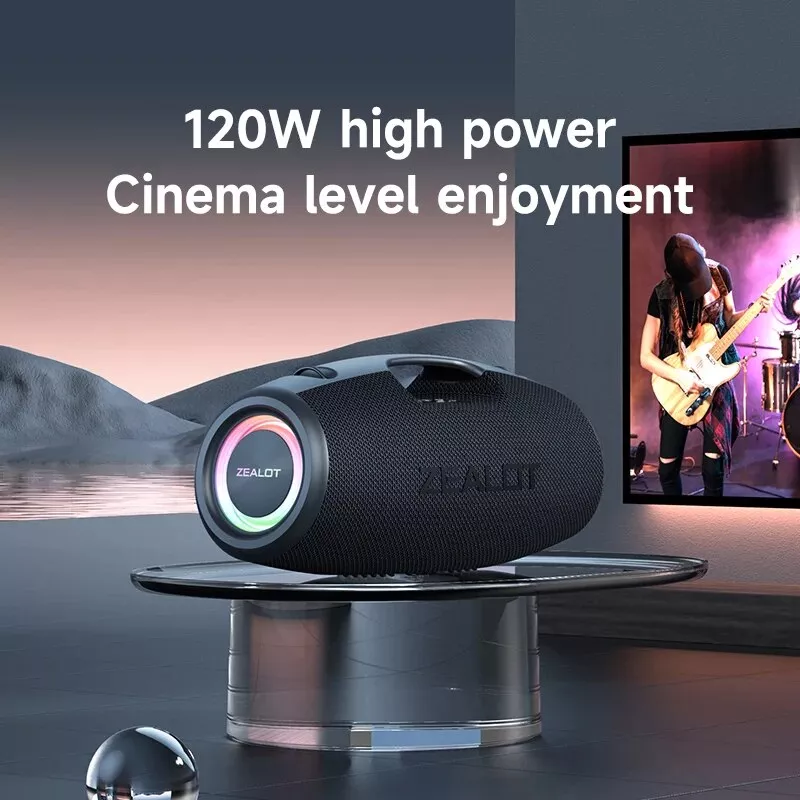 120W Portable Bluetooth Speaker with Deep Bass, LED Lights & Power Bank - Image 2