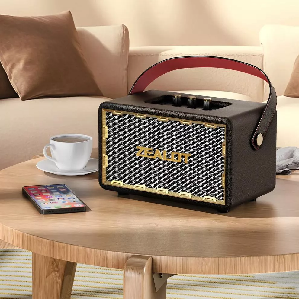 60W Retro Wooden Bluetooth Speaker with TF Card Slot and Loud Bass - Image 4