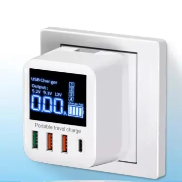 40W 4-Port USB Wall Charger with LED Display