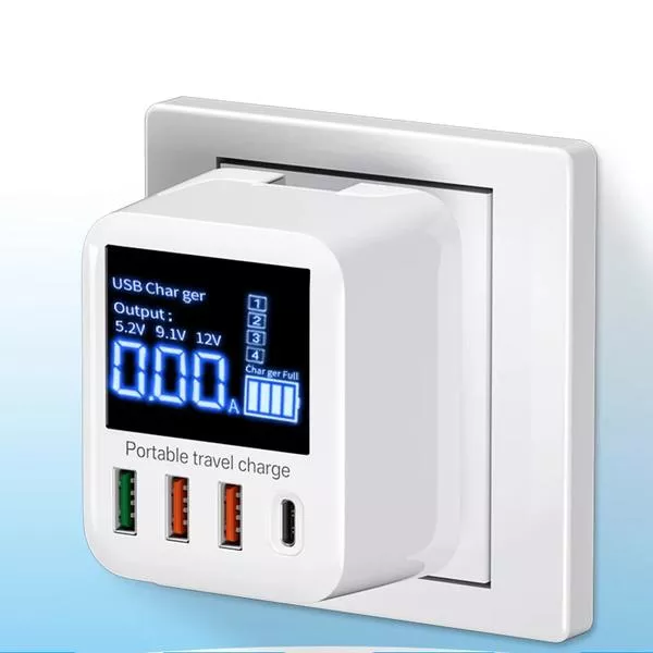 40W 4-Port USB Wall Charger with LED Display