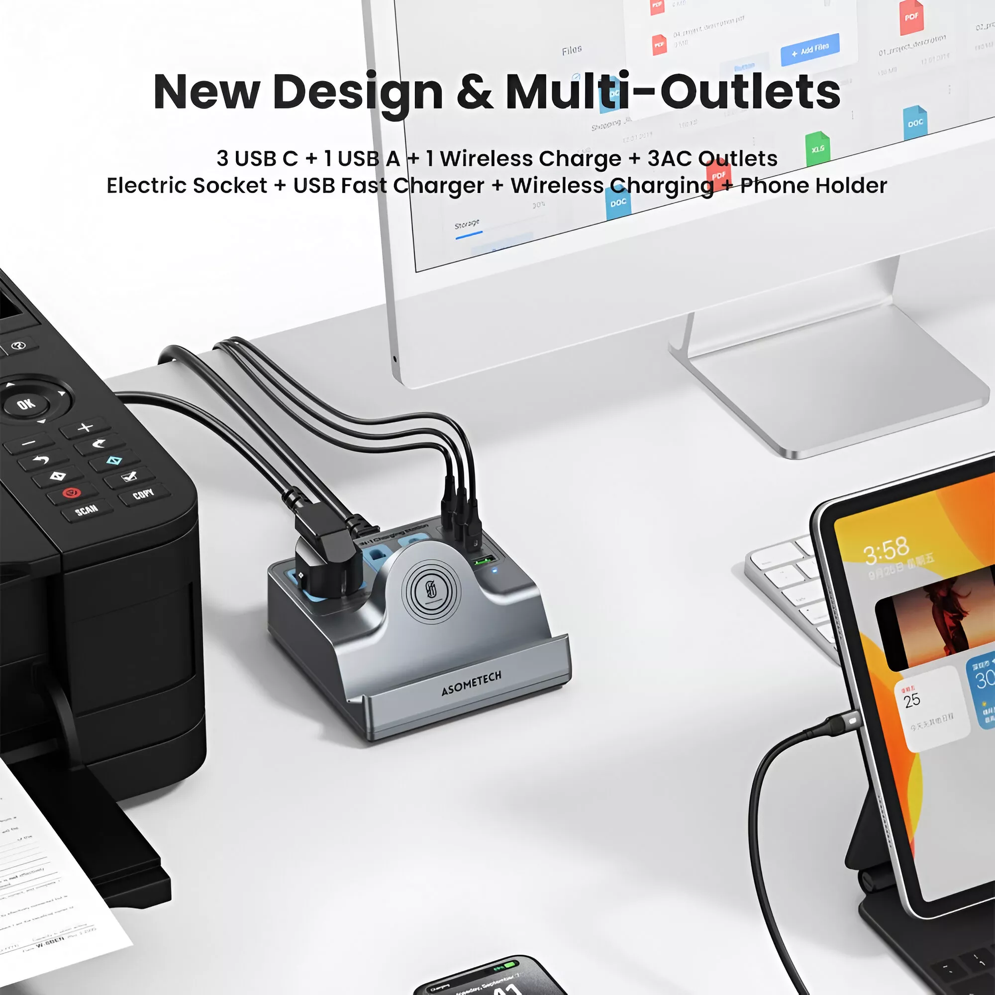 8-in-1 USB C Power Strip with PD Charging for MacBook, iPhone, Samsung - Image 7