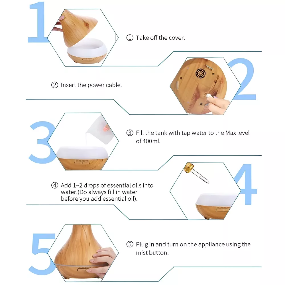 Ultrasonic Essential Oil Diffuser & Humidifier with 7-Color LED & Remote - Image 5