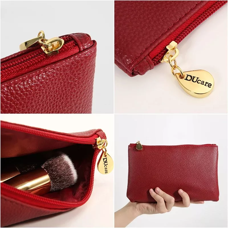 10Pcs Red Makeup Brush Set with Luxury Bag - Image 5