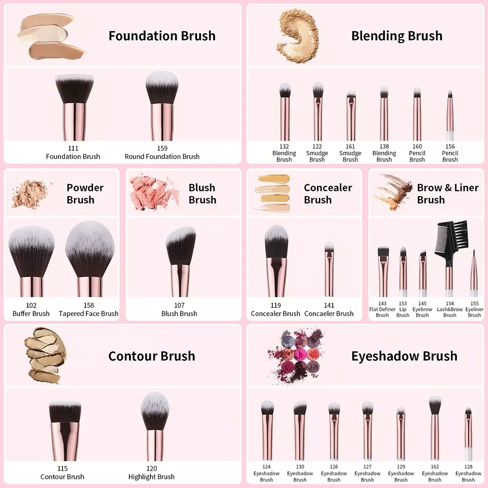 Professional 27-Piece Makeup Brush Set for Foundation, Eyeshadow, and Powder - Image 6