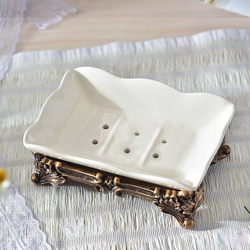 Vintage Ceramic Soap Dish with Resin Base - Image 5