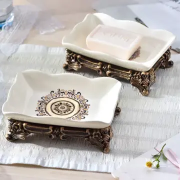 Vintage Ceramic Soap Dish with Resin Base