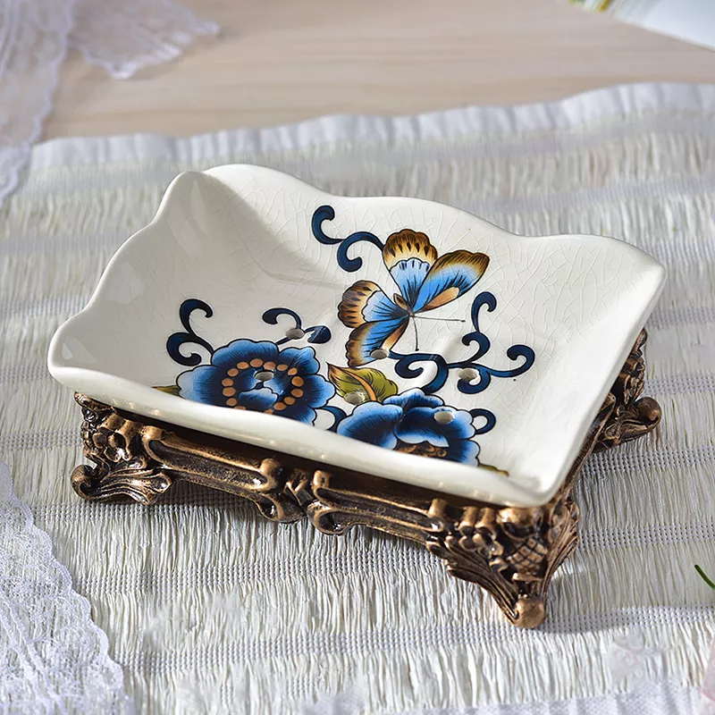 Vintage Ceramic Soap Dish with Resin Base - Image 4