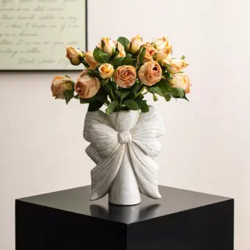 Ceramic Bow Water Vase for Fresh Flowers and Pampas Grass