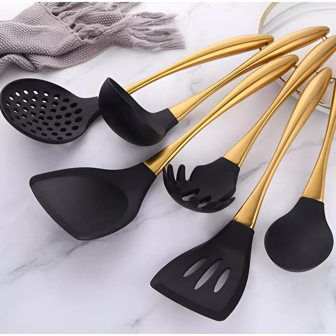 Gold Silicone Cooking Tool Set - Image 3