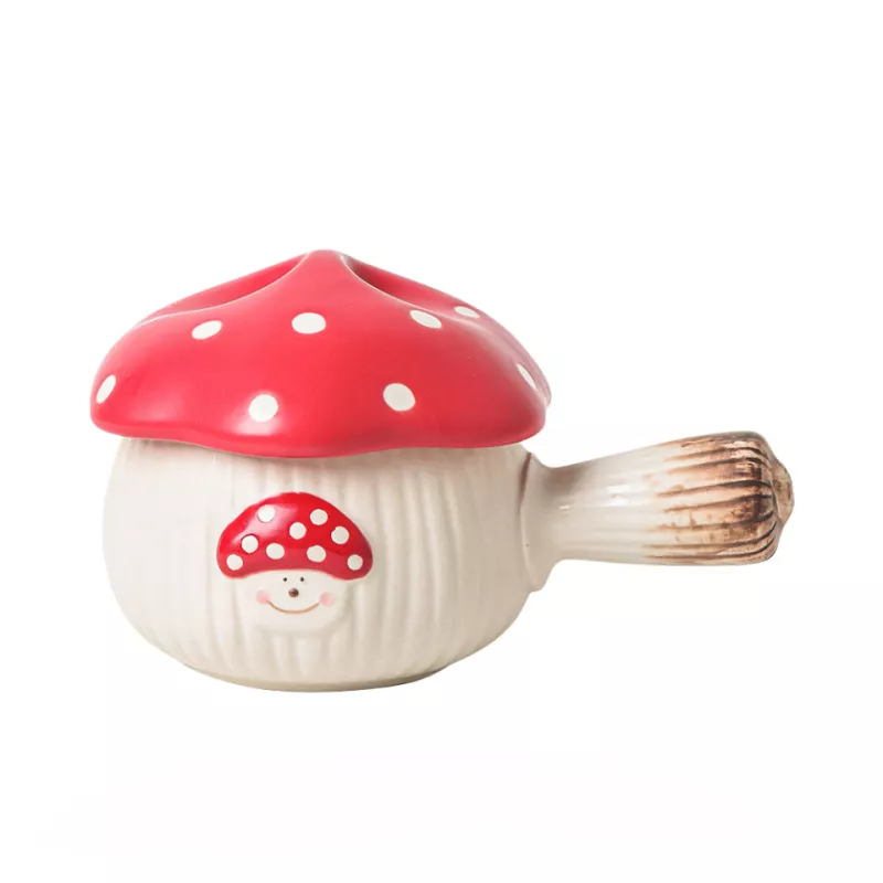 Cartoon Red Mushroom Ceramic Soup Pot & Breakfast Bowl with Handle - Image 6