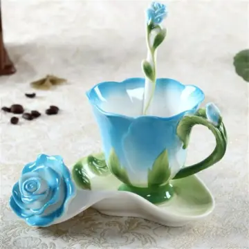 Colorful Ceramic Tea Mug with Flower Design