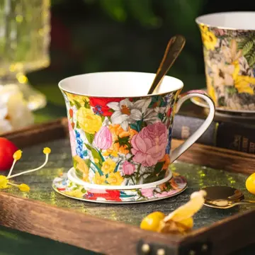 European Ceramic Coffee Cup with Lid