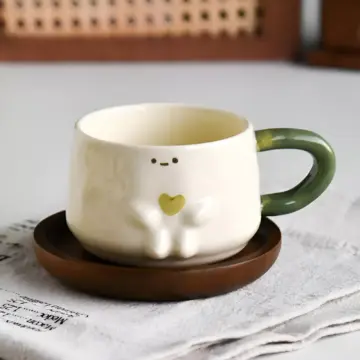 European Ceramic Butterfly Mug with Camellia Flower