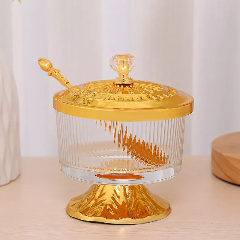 Elegant Golden Glass Seasoning Jar with Lid - Kitchen Storage Solution - Image 2