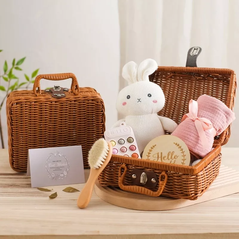 Baby Muslin Cotton Bath Towel Set with Pink Bunny Security Blanket - Image 2