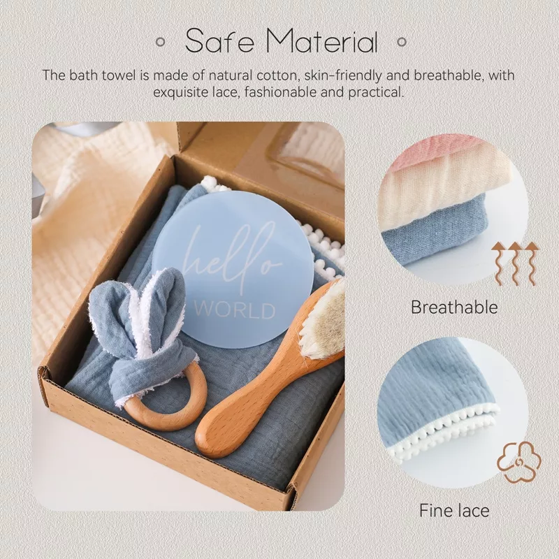 Baby Mobile Phone Decompression Toy & Pure Cotton Towel Set - Image 4