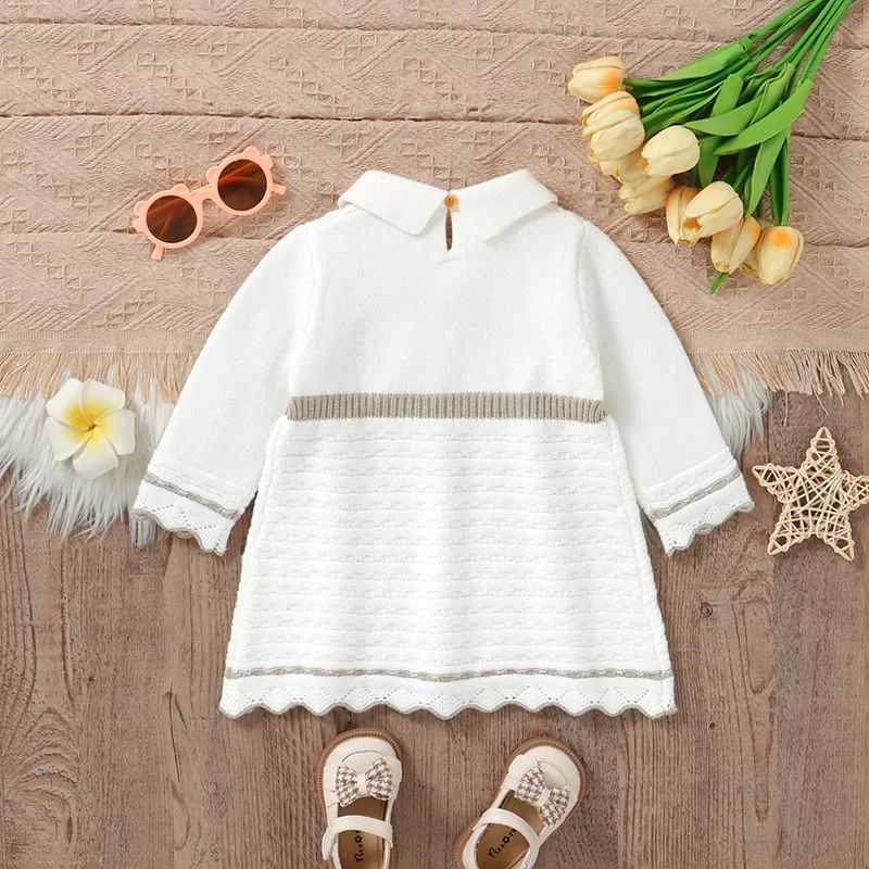 Baby Sweater Dress Knit Skirt with Bow - Image 3