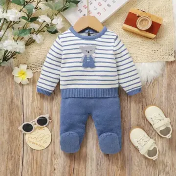Adorable Baby Bear Knit Sweater & Pants Set for Infants