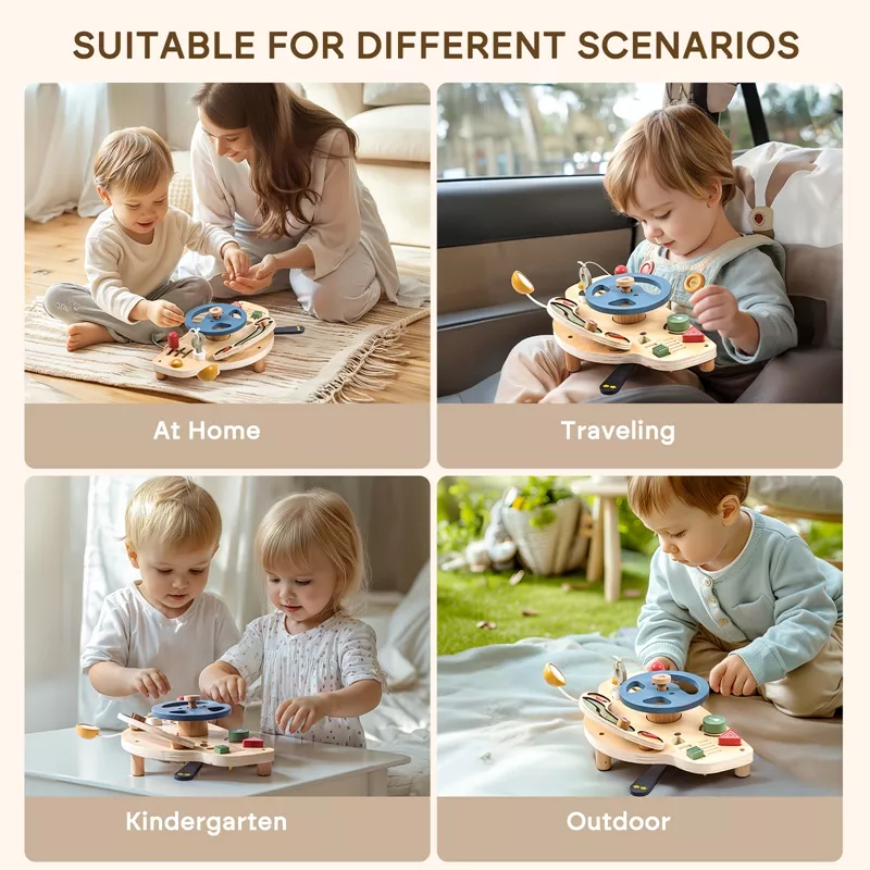 Wooden Montessori Busy Board for Toddlers - Sensory Learning & Fine Motor Skills - Image 6