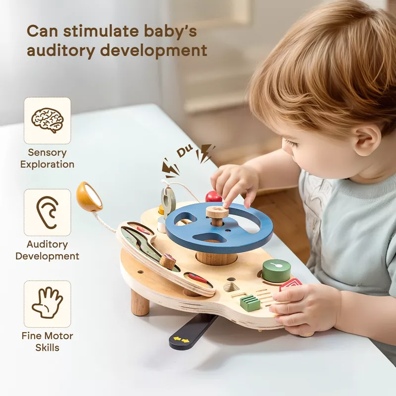 Wooden Montessori Busy Board for Toddlers - Sensory Learning & Fine Motor Skills - Image 4