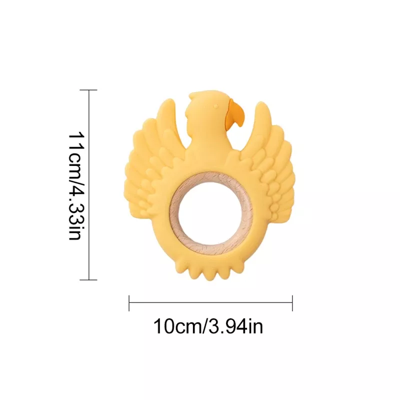 Baby Silicone Wooden Ring Teether - BPA Free, Cute Animal Shape for Infants - Image 6