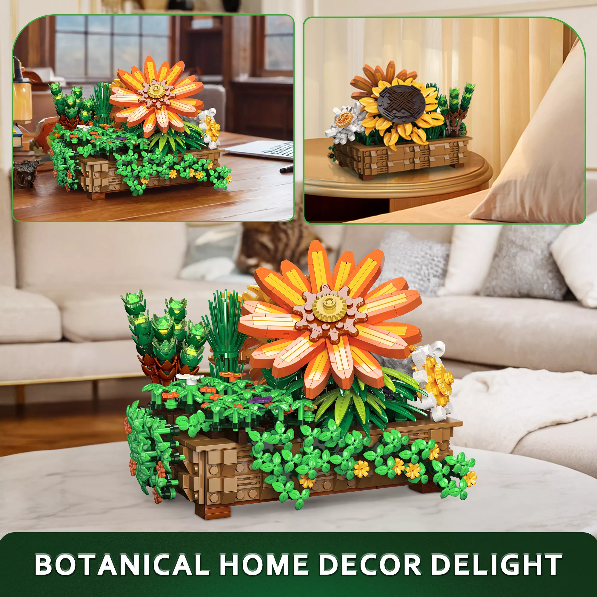 Flower Botanical Bonsai Building Set - 924 Pieces, Sunflower & Chrysanthemum - Image 3