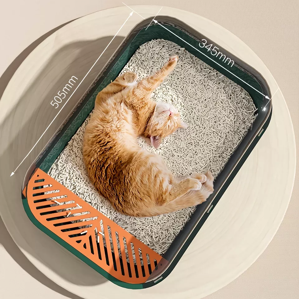 Large Capacity Semi-Closed Cat Litter Box with High Sides & Scoop - Image 7