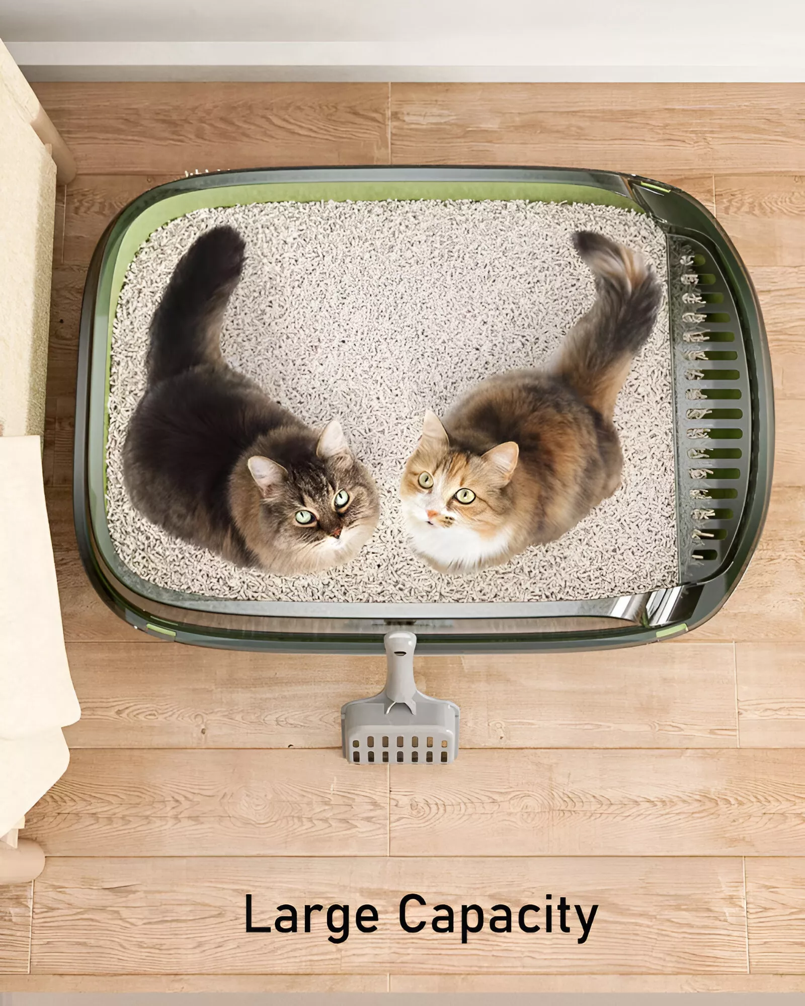 High-Side Splashproof Cat Litter Box with Scoop – Semi-Enclosed, Easy Clean Kitty Toilet - Image 2