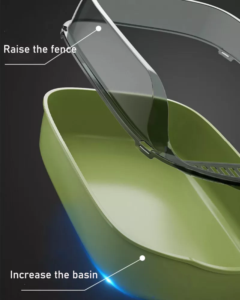 High-Side Splashproof Cat Litter Box with Scoop – Semi-Enclosed, Easy Clean Kitty Toilet - Image 5