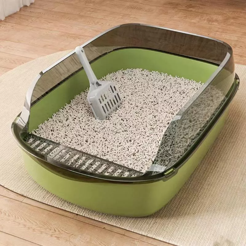High-Side Splashproof Cat Litter Box with Scoop – Semi-Enclosed, Easy Clean Kitty Toilet