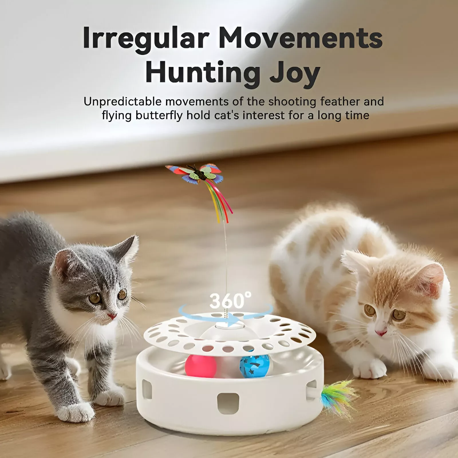 Interactive 3-in-1 Cat Toy Set with Butterfly, Feather, and Ball Teasers - Image 4