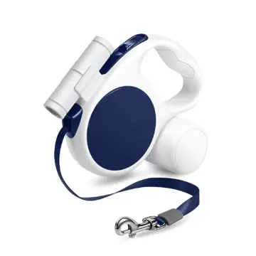 3-in-1 Retractable Dog Leash with LED Light & Poop Bag Holder