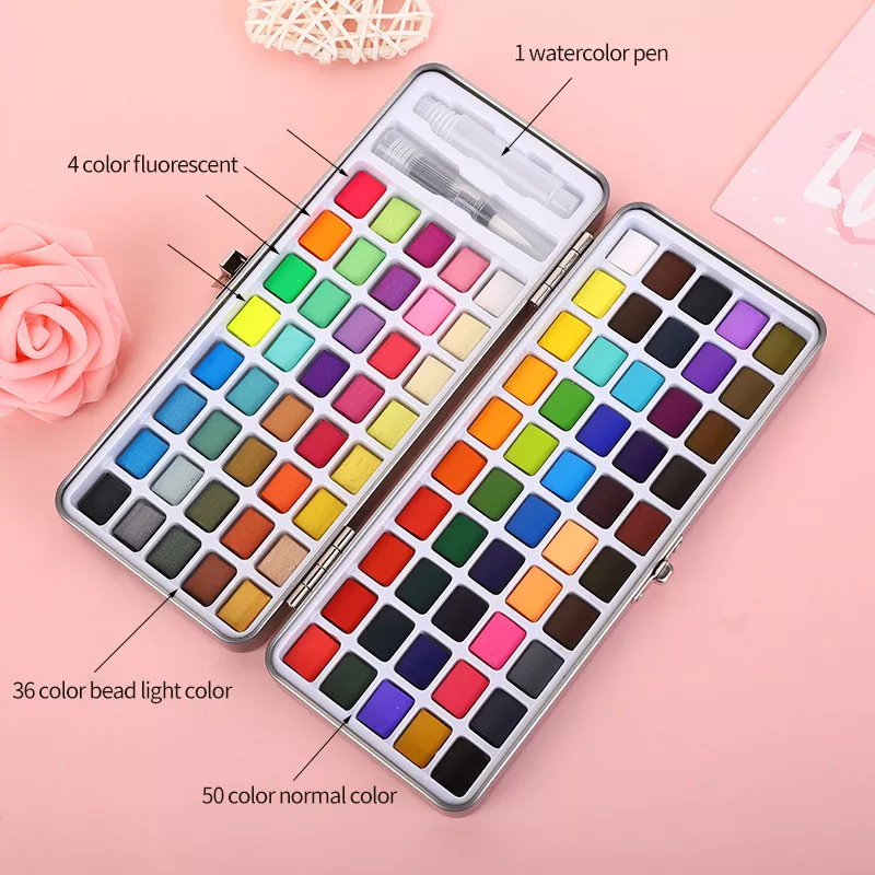 90 Colors Watercolor Paint Set - Neon, Metallic, Pearlescent, Fluorescent Pigments for Artists - Image 6