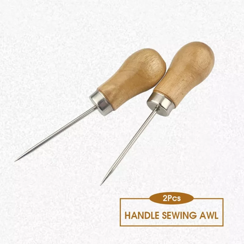 Leather Wood Handle Awl and Hole Punch Set - Image 2