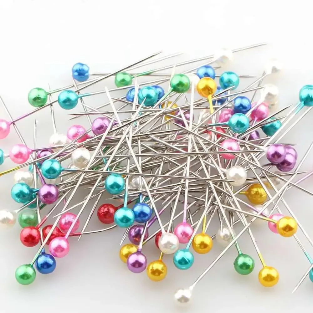 100Pcs Colorful Pearl Head Sewing Pins - Image 2