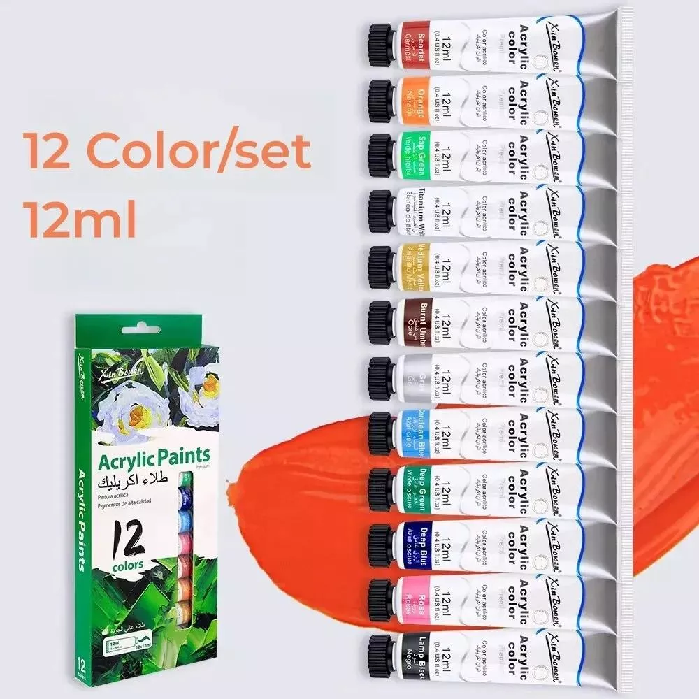 Xin Bowen 12Ml 12 Color Acrylic Paint Set Color Paint For Fabric Clothing Nail Glass Drawing Painting Waterproof Art Supplies - Image 2